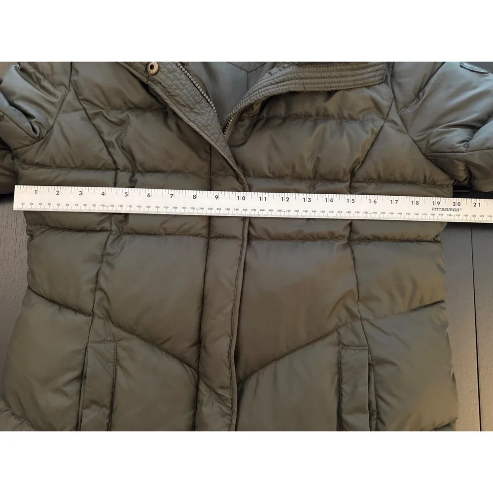 Larry Levine Faux-Fur Trimmed Parka Womens Medium Dark Green Insulated Coat‎